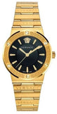 Buy Shop Versace Greca Black Dial Gold Steel Strap Watch for Women - VEVH00820 USA Online