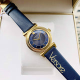 Buy Shop Versace Greca Blue Dial Blue Leather Strap Watch for Women - VERE00218 USA Online