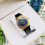 Buy Shop Versace Greca Blue Dial Blue Leather Strap Watch for Women - VERE00218 USA Online