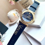 Buy Shop Versace Greca Blue Dial Blue Leather Strap Watch for Women - VERE00218 USA Online