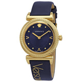 Buy Shop Versace Greca Blue Dial Blue Leather Strap Watch for Women - VERE00218 USA Online