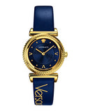 Buy Shop Versace Greca Blue Dial Blue Leather Strap Watch for Women - VERE00218 USA Online