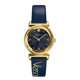 Buy Shop Versace Greca Blue Dial Blue Leather Strap Watch for Women - VERE00218 USA Online