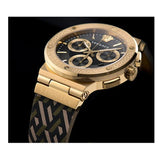 Buy Shop Versace Greca Chronograph Black Dial Brown Leather Strap Watch For Men - VEZ900621 USA Online