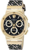 Buy Shop Versace Greca Chronograph Black Dial Brown Leather Strap Watch For Men - VEZ900621 USA Online