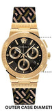 Buy Shop Versace Greca Chronograph Black Dial Brown Leather Strap Watch For Men - VEZ900621 USA Online