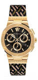 Buy Shop Versace Greca Chronograph Black Dial Brown Leather Strap Watch For Men - VEZ900621 USA Online