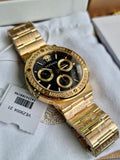 Buy Shop Versace Greca Chronograph Black Dial Gold Steel Strap Watch For Men - VEZ900421 USA Online