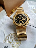 Buy Shop Versace Greca Chronograph Black Dial Gold Steel Strap Watch For Men - VEZ900421 USA Online