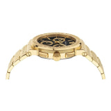 Buy Shop Versace Greca Chronograph Black Dial Gold Steel Strap Watch For Men - VEZ900421 USA Online