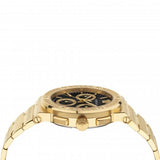 Buy Shop Versace Greca Chronograph Black Dial Gold Steel Strap Watch For Men - VEZ900421 USA Online