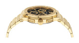 Buy Shop Versace Greca Chronograph Black Dial Gold Steel Strap Watch For Men - VEZ900421 USA Online