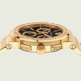 Buy Shop Versace Greca Chronograph Black Dial Gold Steel Strap Watch For Men - VEZ900421 USA Online