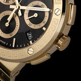 Buy Shop Versace Greca Chronograph Black Dial Gold Steel Strap Watch For Men - VEZ900421 USA Online