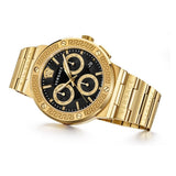 Buy Shop Versace Greca Chronograph Black Dial Gold Steel Strap Watch For Men - VEZ900421 USA Online