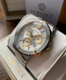 Buy Shop Versace Greca Chronograph White Dial Two Tone Steel Strap Watch For Men - VEZ900321 USA Online