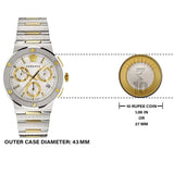 Buy Shop Versace Greca Chronograph White Dial Two Tone Steel Strap Watch For Men - VEZ900321 USA Online