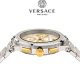 Buy Shop Versace Greca Chronograph White Dial Two Tone Steel Strap Watch For Men - VEZ900321 USA Online