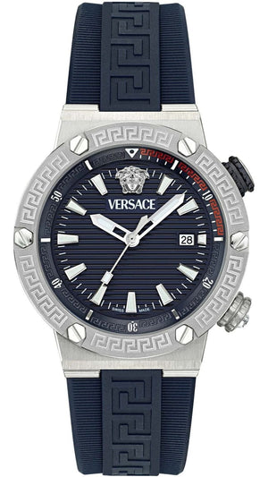 Buy Shop Versace Greca Diver Quartz Blue Dial Blue Rubber Strap Watch for Men - VE8G00124 USA Online