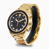 Buy Shop Versace Greca Dome Chronograph Black Dial Gold Steel Strap Watch for Men - VE6K00523 USA Online