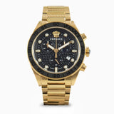Buy Shop Versace Greca Dome Chronograph Black Dial Gold Steel Strap Watch for Men - VE6K00523 USA Online