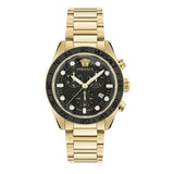 Buy Shop Versace Greca Dome Chronograph Black Dial Gold Steel Strap Watch for Men - VE6K00523 USA Online