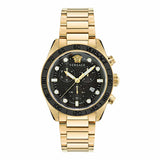 Buy Shop Versace Greca Dome Chronograph Black Dial Gold Steel Strap Watch for Men - VE6K00523 USA Online