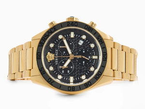 Buy Shop Versace Greca Dome Chronograph Black Dial Gold Steel Strap Watch for Men - VE6K00523 USA Online