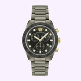 Buy Shop Versace Greca Dome Chronograph Black Dial Grey Steel Strap Watch for Men - VE6K00623 USA Online