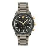 Buy Shop Versace Greca Dome Chronograph Black Dial Grey Steel Strap Watch for Men - VE6K00623 USA Online
