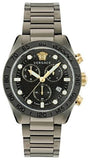 Buy Shop Versace Greca Dome Chronograph Black Dial Grey Steel Strap Watch for Men - VE6K00623 USA Online