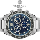 Buy Shop Versace Greca Dome Chronograph Blue Dial Silver Steel Strap Watch for Men - VE6K00323 USA Online