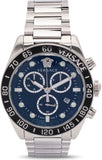 Buy Shop Versace Greca Dome Chronograph Blue Dial Silver Steel Strap Watch for Men - VE6K00323 USA Online