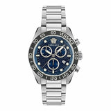 Buy Shop Versace Greca Dome Chronograph Blue Dial Silver Steel Strap Watch for Men - VE6K00323 USA Online