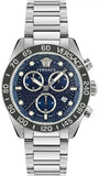Buy Shop Versace Greca Dome Chronograph Blue Dial Silver Steel Strap Watch for Men - VE6K00323 USA Online