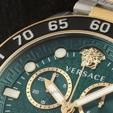 Buy Shop Versace Greca Dome Chronograph Green Dial Two Tone Steel Strap Watch for Men - VE6K00423 USA Online