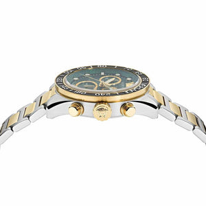 Buy Shop Versace Greca Dome Chronograph Green Dial Two Tone Steel Strap Watch for Men - VE6K00423 USA Online
