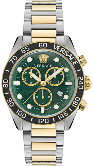 Buy Shop Versace Greca Dome Chronograph Green Dial Two Tone Steel Strap Watch for Men - VE6K00423 USA Online