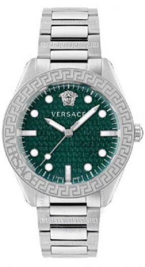 Buy Shop Versace Greca Action Chronograph Quartz Green Dial Silver Steel Strap Watch for Men - VE3J00422 USA Online