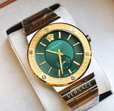 Buy Shop Versace Greca Green Dial Silver Steel Strap Watch for Men - VEVI00420 USA Online