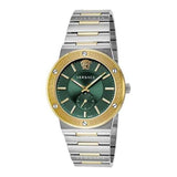 Buy Shop Versace Greca Green Dial Silver Steel Strap Watch for Men - VEVI00420 USA Online