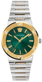 Buy Shop Versace Greca Green Dial Silver Steel Strap Watch for Men - VEVI00420 USA Online