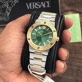 Buy Shop Versace Greca Green Dial Silver Steel Strap Watch for Women - VEVH00720 USA Online