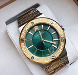 Buy Shop Versace Greca Green Dial Silver Steel Strap Watch for Women - VEVH00720 USA Online