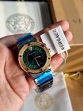 Buy Shop Versace Greca Green Dial Silver Steel Strap Watch for Women - VEVH00720 USA Online