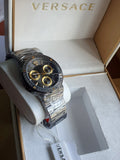 Buy Shop Versace Greca Icon Quartz Black Dial Black Steel Strap Watch For Men - VEZ900521 USA Online