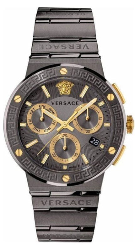 Buy Shop Versace Greca Icon Quartz Black Dial Black Steel Strap Watch For Men - VEZ900521 USA Online