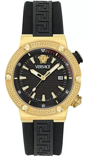 Buy Shop Versace Greca Logo Diver Quartz Black Dial Black Rubber Strap Watch for Men - VE8G00324 USA Online