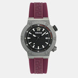 Buy Shop Versace Greca Logo Diver Quartz Black Dial Purple Rubber Strap Watch for Men - VE8G00224 USA Online