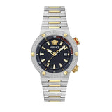 Buy Shop Versace Greca Logo Diver Quartz Black Dial Two Tone Steel Strap Watch for Men - VE8G00424 USA Online